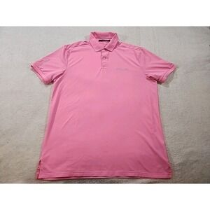 RLX Polo Shirt Mens Large Pink Ralph Lauren Stretch Polyester Short‎ Sleeve